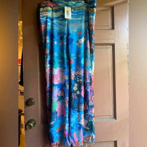 ASOS Easy Tiger high waist flare mesh pants in fish print Sz XXL (12-14) NWT - Picture 4 of 8